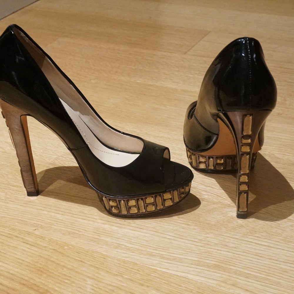 Studded Platform Peep Toe Pumps